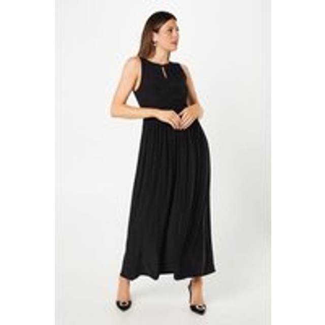 Womens Occasion Wrap Waist Sleeveless Maxi Dress - Black - 14