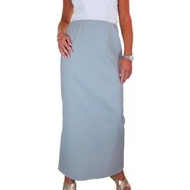 Elasticated Waist Maxi Pencil Skirt - Light Grey - 12
