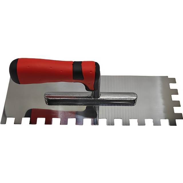 TEMU Versatile Metal Trowel With Handle - Durable Square Notch Design For Masonry & Tile Work, No Power Needed