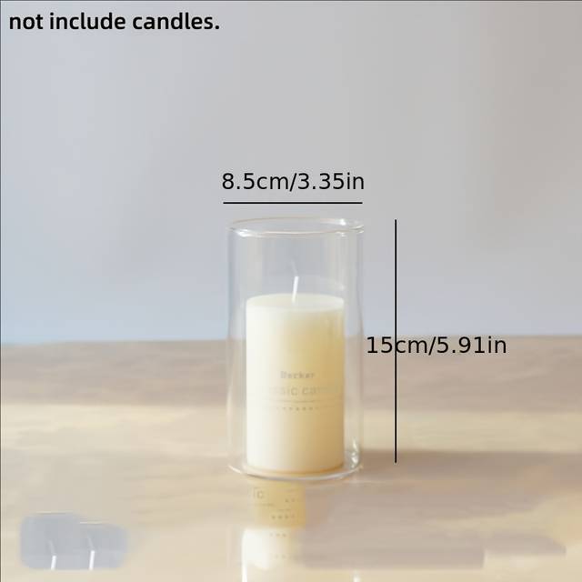 TEMU 1pc Beckner Glass Hurricane Candle Holder Vase, 7 Sizes, High Cylinder For Wedding Centerpieces, Party Decor, Windproof Floor Mounted Candlestick, Room And Home Decor