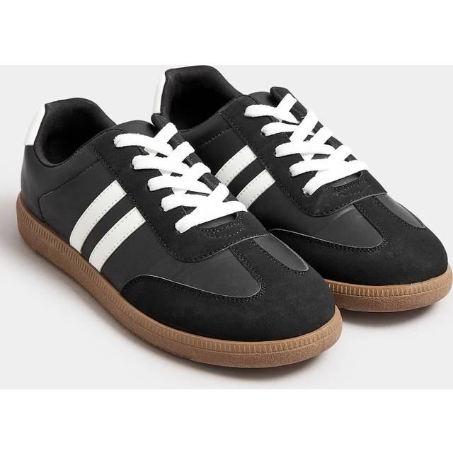 Black Retro Stripe Trainers In Extra Wide eee Fit - 7EEE