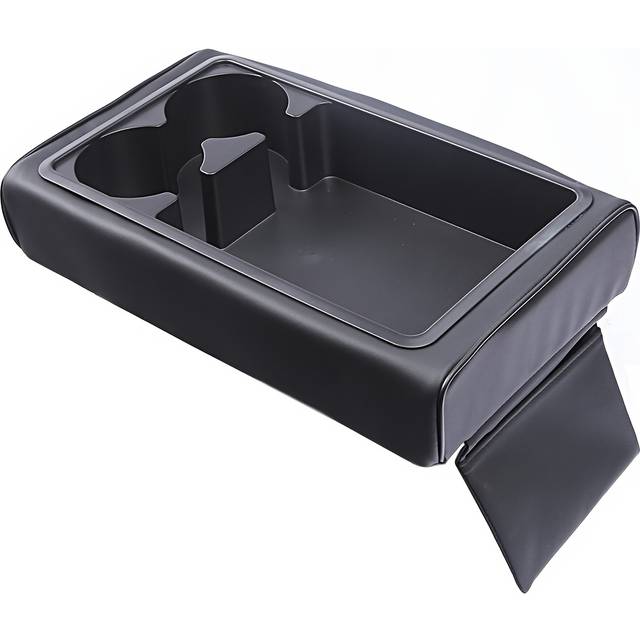 TEMU Universal Leather Car Armrest Organizer With Cup Holder, Multi-functional Creative Storage For Car Seat, Mobile Phone And Drink Tray