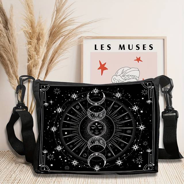 TEMU 1pc Fantasy Tree Of Shoulder Bag, Adjustable Strap Polyester Crossbody Purse With Zipper Closure For Women, Mystical Nature-, Foldable & Machine Washable, Small Crossbody Bag