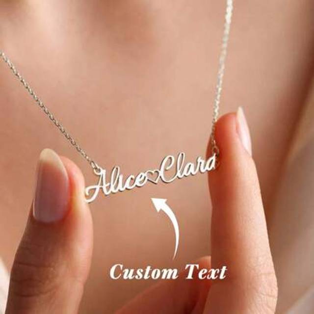 SHEIN 1PC Custom Two Name Pendant Necklace With Heart Personalized Nameplate Necklace 18K Gold Plated Stainless Steel Adjustable Chain Custom Jewelry Fashio