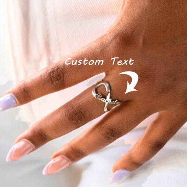 SHEIN 1 Pc Custom Infinity Name Finger Ring Personalized Rings For Women Man Couple Gift Stainless Steel Jewelry