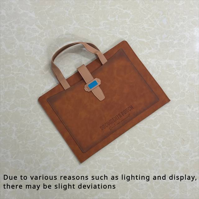 TEMU Vintage A4 Size File Bag, Portable Document Folder With Stitched Edging, Business Briefcase For Office And Travel, Briefcase For Documents