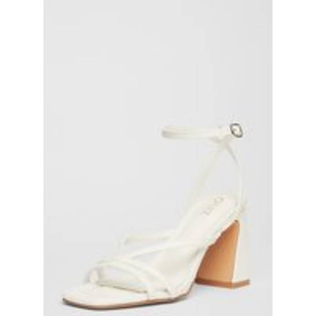 White Strappy Block Heels - 7
