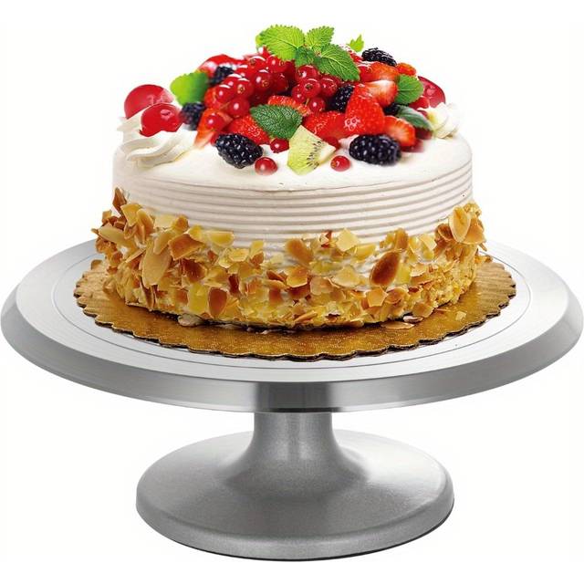 TEMU 12-inch Heavy-duty Aluminum Alloy Cake Decorating Turntable - Smooth Rotation, Anti-slip Base, Durable & Easy To Clean For Professional And Home Bakers