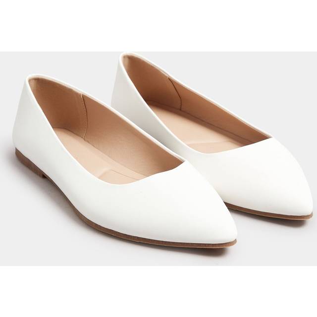 White Pointed Ballet Pumps In Wide E & Extra Wide eee Fit - 4EEE
