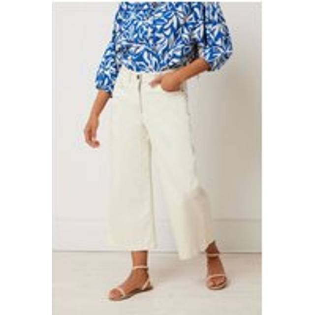 M&Co Cream Wide Leg Cropped Jeans Petite > 18 M&Co Womens - Petite 18