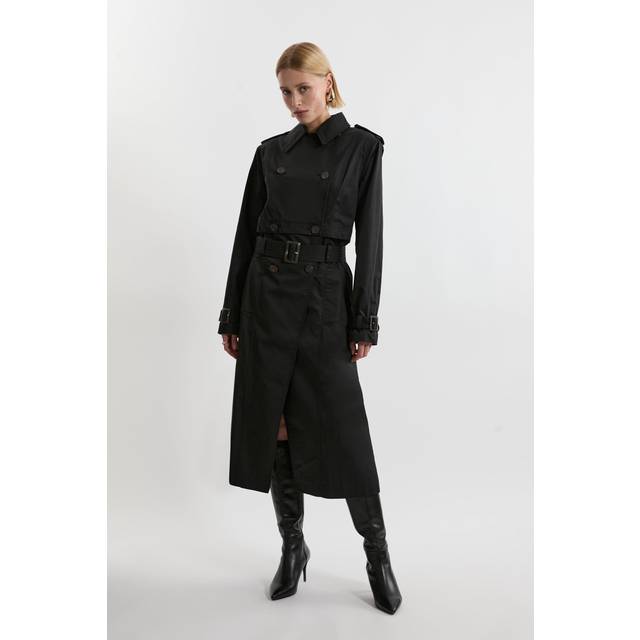Tailored Cotton Multiway Trench Coat - Black