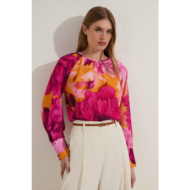 Floral Balloon Sleeve Woven Blouse - Floral