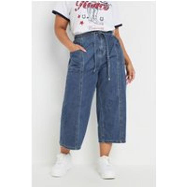 Yours Curve Blue Wide Leg Cropped Denim Jeans, Women's Curve & Plus Size, Yours - 18