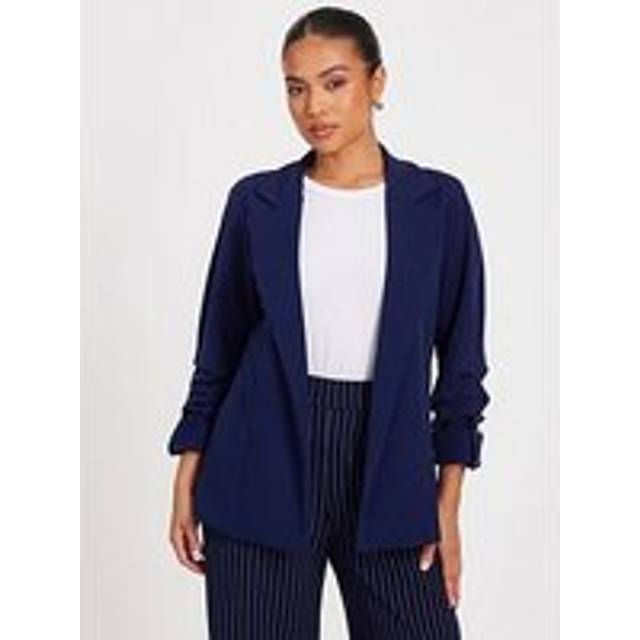 Quiz Women's Petite Navy Ruched Blazer New Look - UK 12