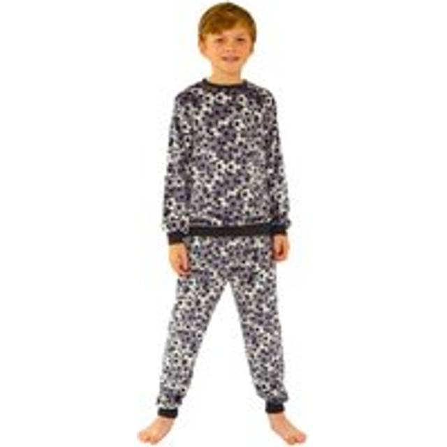 Boys Soft Touch Velour Football Pyjamas - Grey - 12-13 Years
