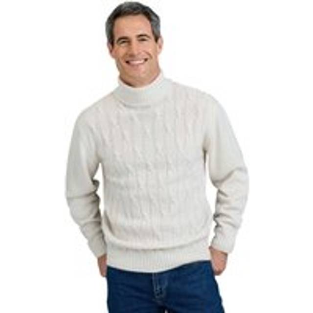 Cable Roll Neck Jumper Chunky Knit with Classic Roll Neck Collar Soft Handle Acrylic - Ecru - XXXL