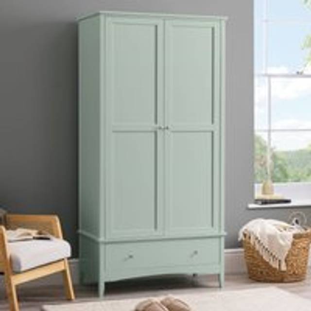 Sage Double Wardrobe with Drawer 2 Door Bedroom Storage Furniture Cupboard - Light Green - One Size