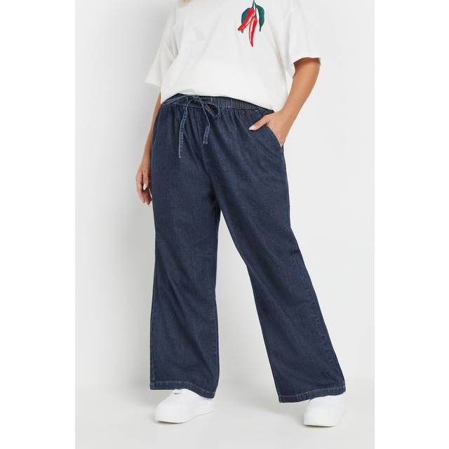 Yours Curve Indigo Blue Tie Detail Denim Jeans, Women's Curve & Plus Size, Yours - 20