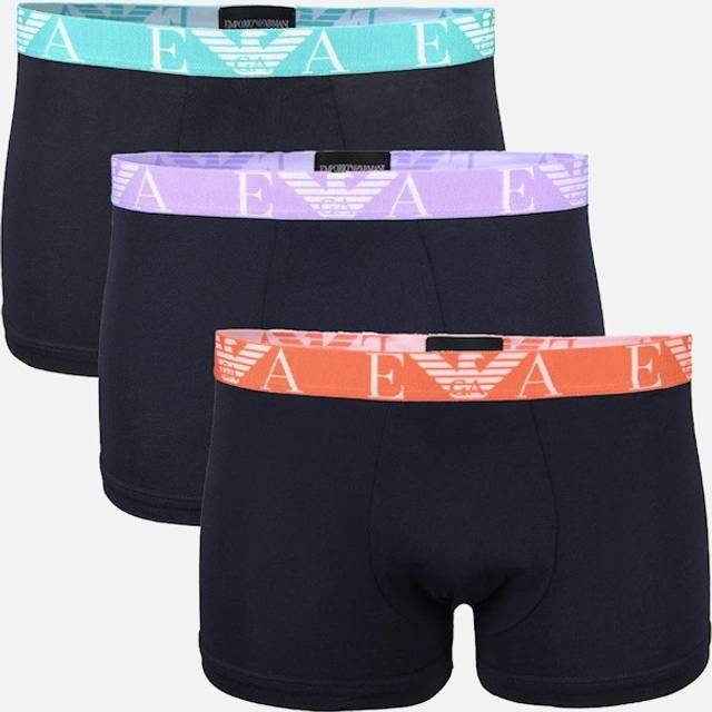 Men's 3-Pack Bold Monogram Boxer Trunks, Armani Blue - Black - Size: 32/30/31