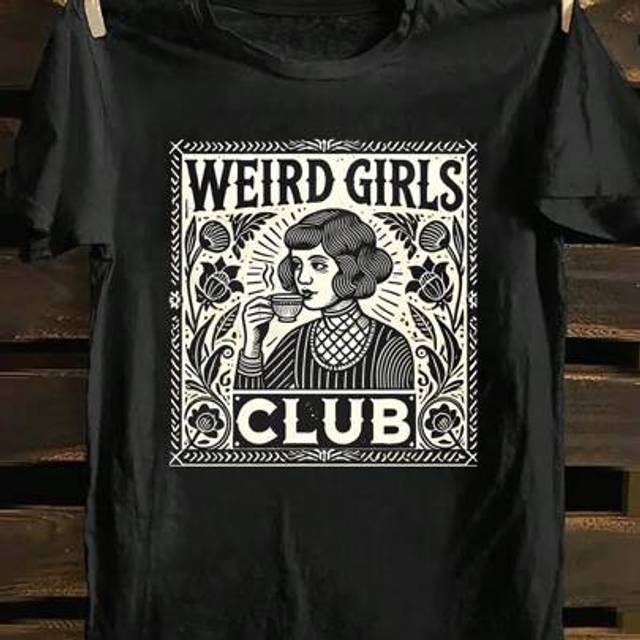 SHEIN Vintage Printed Strange Girl Club Pattern Casual Short Sleeve T-Shirt, Fashionable For Spring/Summer