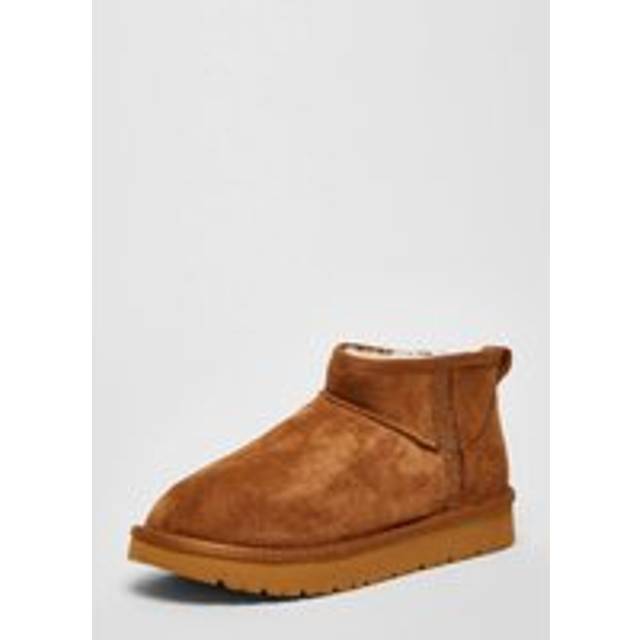 Womens Light Tan Faux Suede Diamante Ankle Boots - 4