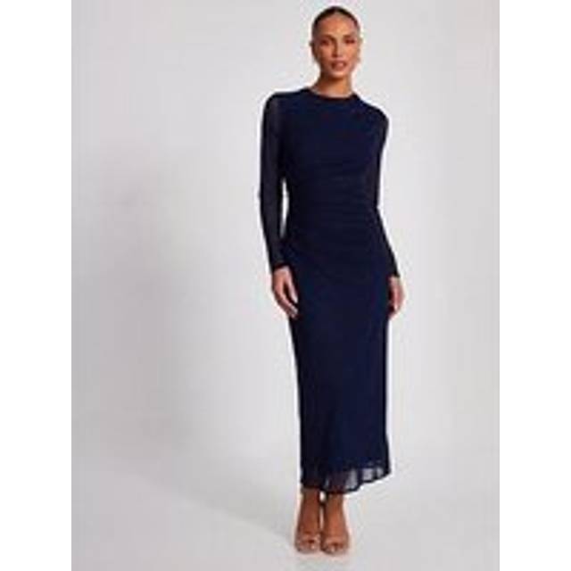 QUIZ Navy Mesh Diamante Midaxi Dress - 14