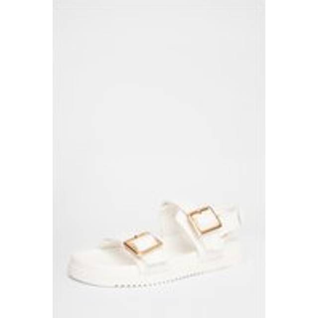 White Wide Fit Double Strap Sandals - 5