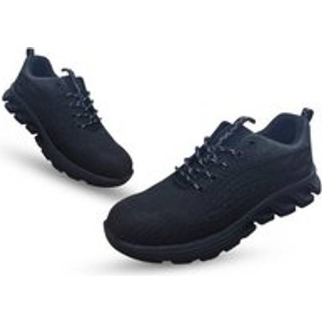Lightweight Steel Head Safety Shoes Breathable Toe Cap, Safety Trainers Men Women (Size 10) - Black - 9