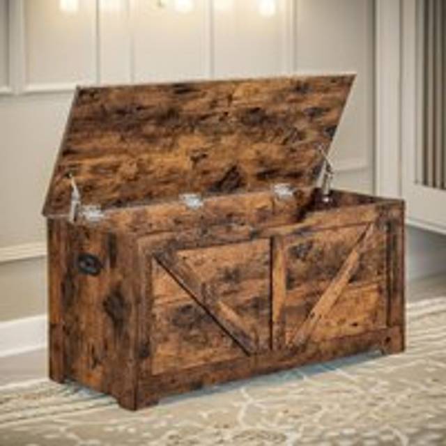 Wooden Storage Chest Blanket Box Shoe Bench - Brown - One Size