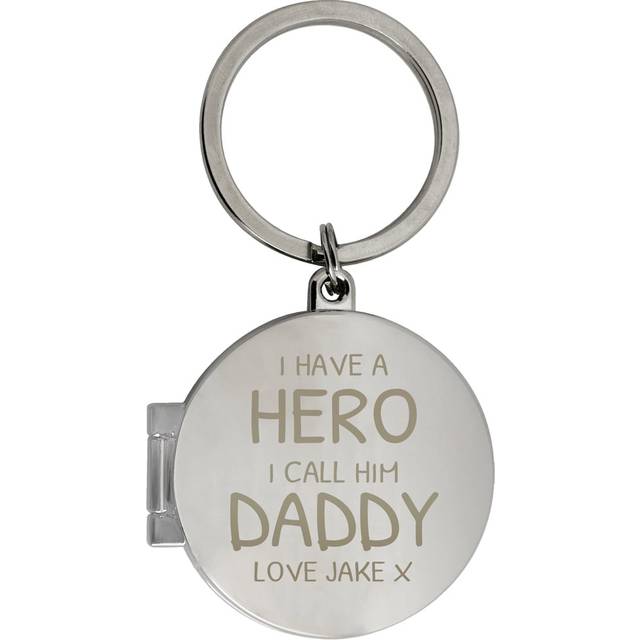Personalised Memento Personalised I Have A Hero Round Photo Keyring - Silver - 4 x 4 x 1cm