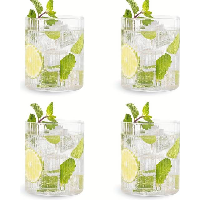 TEMU 4pcs Glass Water Cup Set, Daily Drink Glass, Reusable, , Retro Glassware, Microwave And Dishwasher Safe, With None Pattern, For All Drinks, Family Use