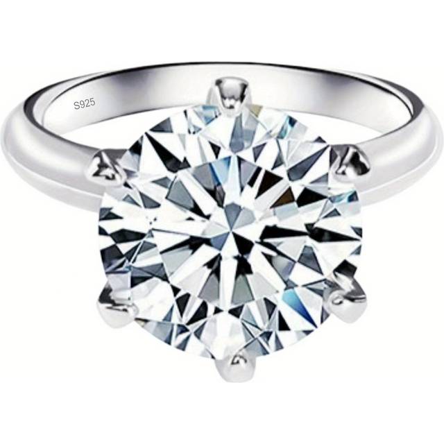 TEMU 1/2/3/5ct Moissanite Wedding Ring Elegant 925 Sterling Silver Finger Ring Jewelry Decoration Gifts For Women