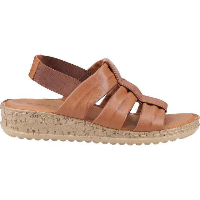 (Brown, 5 (Adults')) Hush Puppies Eden Wide Fit Leather Women's Tan Sandals