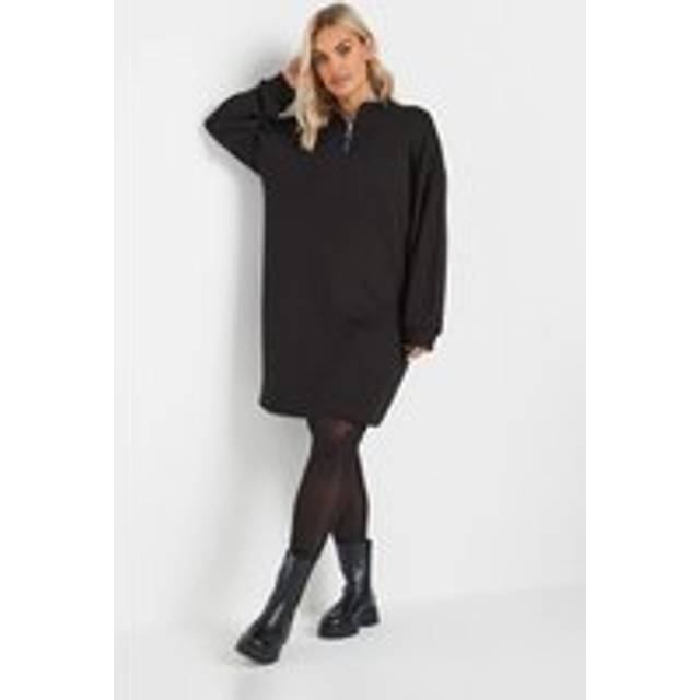 Yours Curve Black Zip Neck Jumper Dress, Women's Curve & Plus Size, Yours - 22-24
