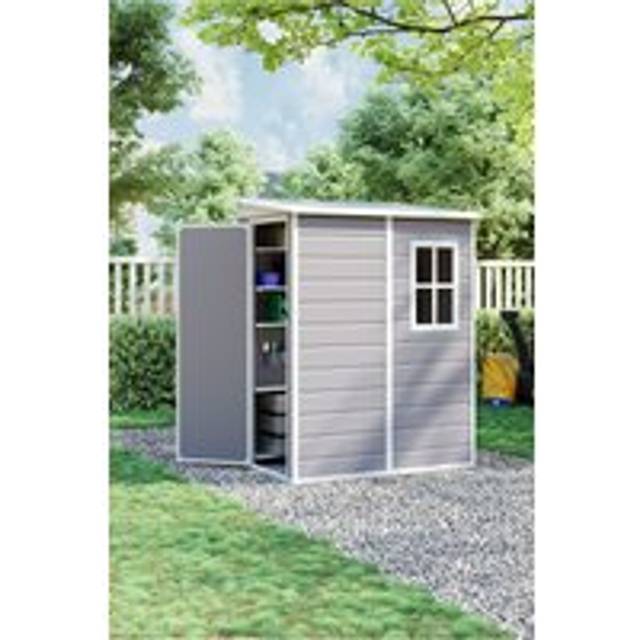 Outdoor Lockable Plastic Garden Storage Shed - Grey - One Size