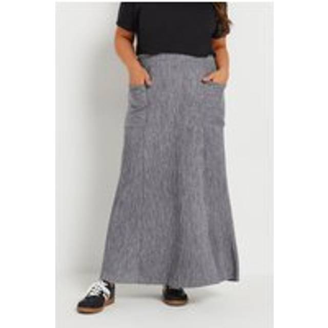 Yours Curve Grey Pleated Pocket Skirt, Women's Curve & Plus Size, Yours - 22-24