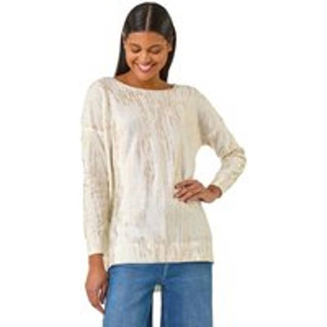 Foil Shimmer Tunic Knit Jumper - Gold - 18