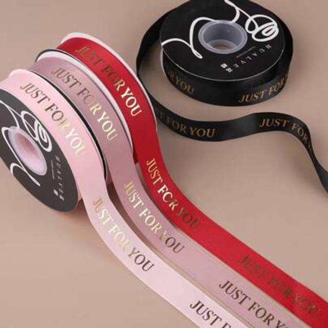 SHEIN 1 Roll Gold Foil Lettering Grosgrain Ribbon, For Floral Gift Wrapping, Cake Packaging Ribbon Bowknot, DIY Craft Supply Satin Ribbon Mother&#39;s Day Gradu