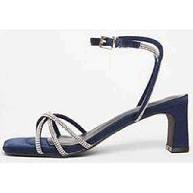 Womens Navy Diamante Strappy Heeled Sandals - 3