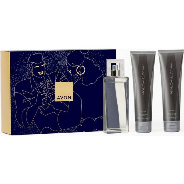 Attraction for Him Three Piece Gift Set with Eau de Toilette 75ml, Hair & Body Wash 100ml, After Shave Conditioner 100ml, in a Gift Box