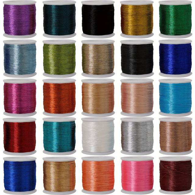 TEMU 25 Colors Metallic Embroidery Thread Set, 100% Polyester, Shiny Machine Sewing Thread, 110m Each, Total 2750m – Ideal For Embroidery And Decorative Stitching