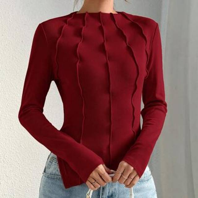 SHEIN Women&#39;s Round Neck Long Sleeve T-Shirt