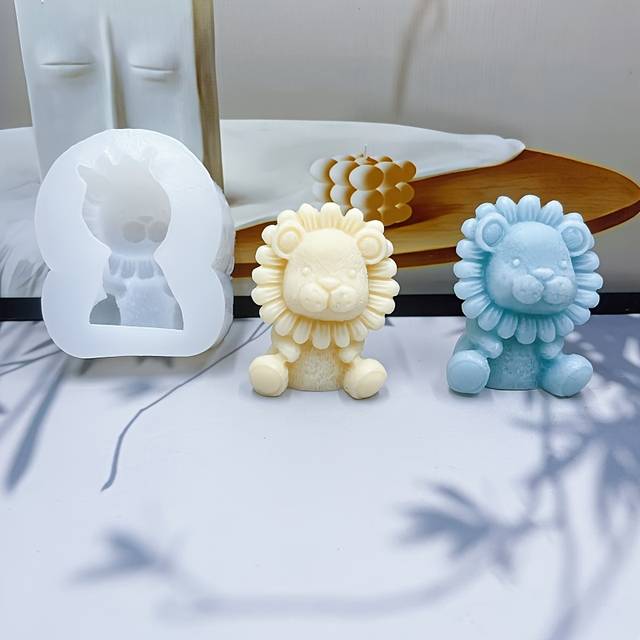TEMU Silicone Lion Mold For Candle Aromatherapy, White Casting Mold, For Plaster And Resin Crafts