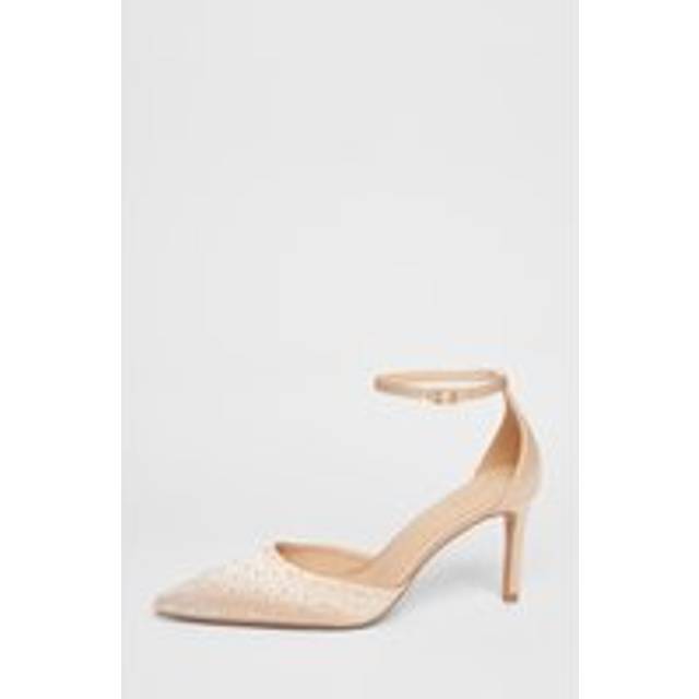 Off White Satin Diamante Court Heels - 7