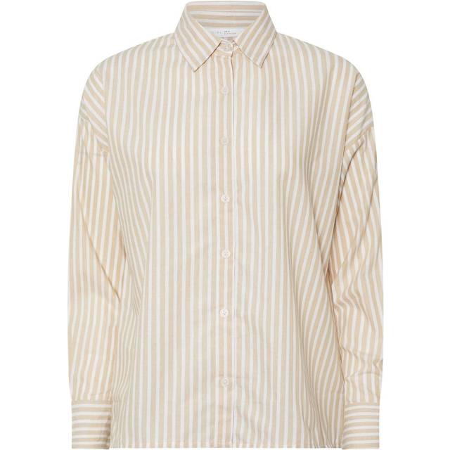 Pixiegirl Petite Stone Brown Stripe Tie Back Shirt 6 Pixiegirl | Petite Women's Shirts