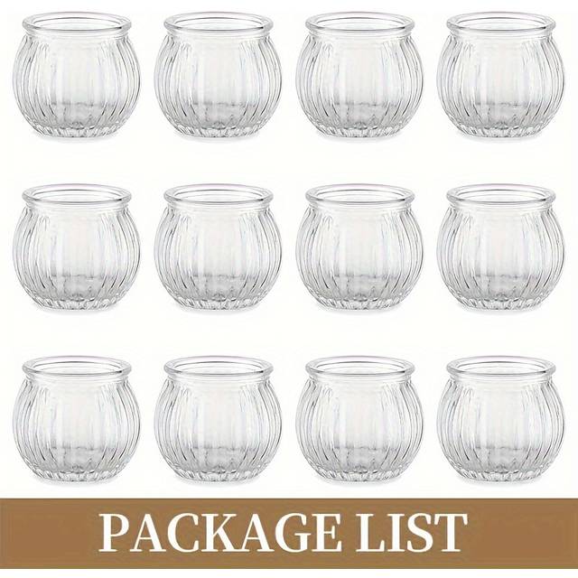 TEMU 6/12pcs Clear Tea Lights Candle Holders- Glass Votive Candle Holders For Tealights | Flameless Tea Candles, Small Candle Holders With Vintage For Wedding, Fall Party,