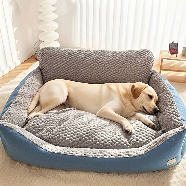 TEMU Luxury Plush Pet Sofa Bed - Extra-large, Thick & Warm With High Backrest For Cats And Dogs, Easy Clean,
