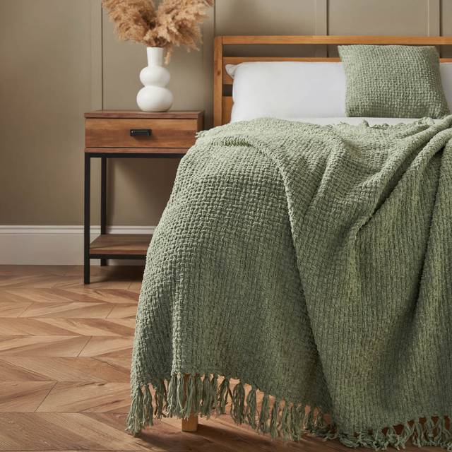 Cross Weave Throw, Sage Green
