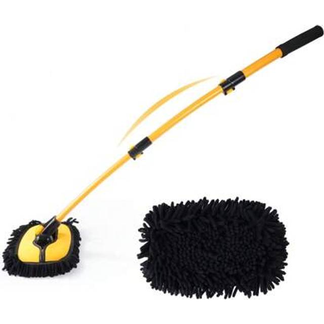 SHEIN 15° Curve Car Wash Brush 43&#34; Car Cleaning Brush Telescopic Handle Aluminum Alloy Long Rod Wash Mop Microfiber Car Wash Mop Scratch Free Car Wash Kit F
