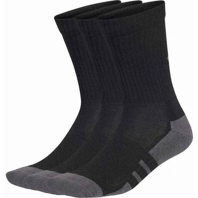 adidas Unisex Training Essential Crew Socks 3 Pack - Black, Black/Grey Six, Size S, Men